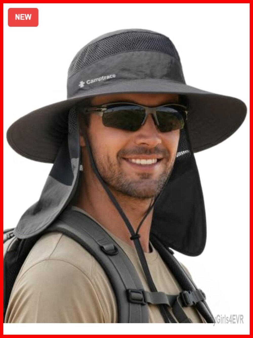 Wide Brim Sun Hat with Neck Flap UPF Fishing Hiking Gardening